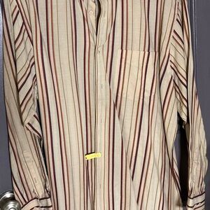 Jhane Barnes Cream and Red Striped Shirt